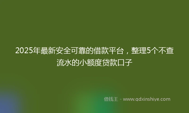2025年最新安全可靠的借款平台，整理5个不查流水的小额度贷款口子
