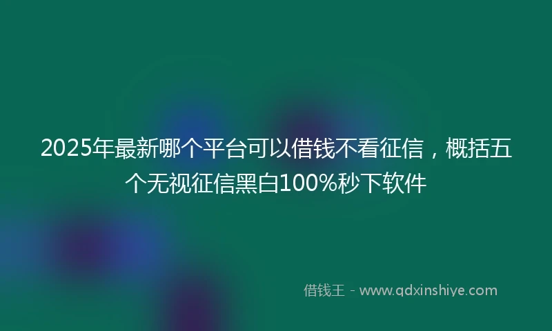2025年最新哪个平台可以借钱不看征信，概括五个无视征信黑白100%秒下软件