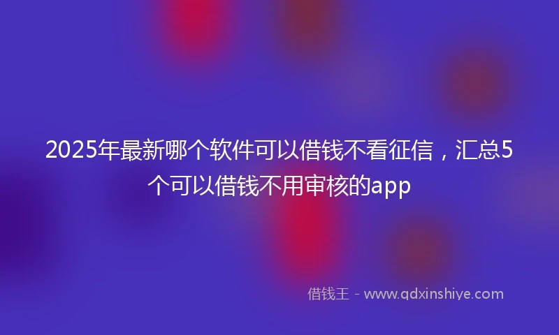 2025年最新哪个软件可以借钱不看征信，汇总5个可以借钱不用审核的app