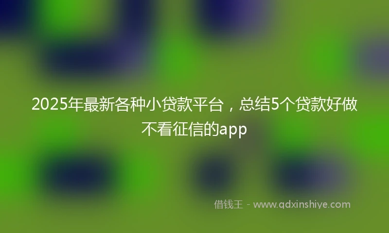 2025年最新各种小贷款平台，总结5个贷款好做不看征信的app