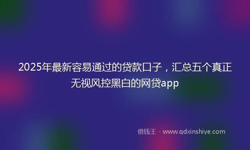 2025年最新容易通过的贷款口子，汇总五个真正无视风控黑白的网贷app