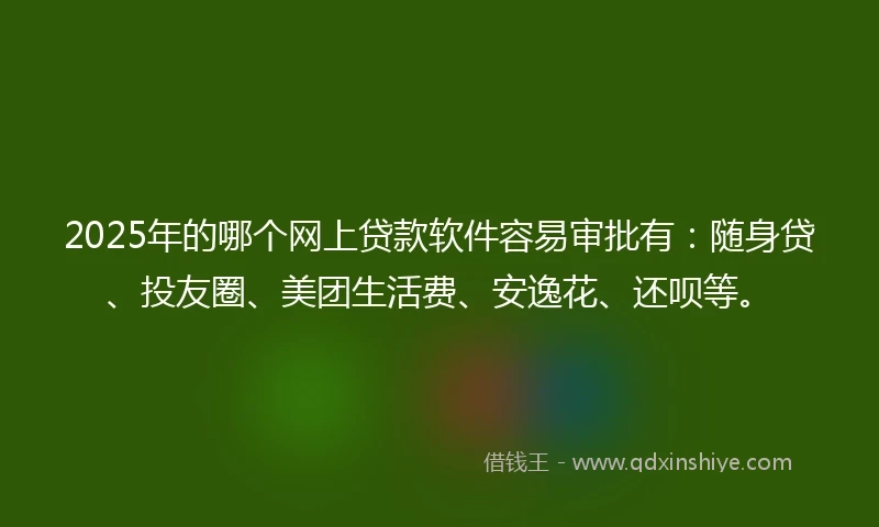 2025年的哪个网上贷款软件容易审批有：随身贷、投友圈、美团生活费、安逸花、还呗等。