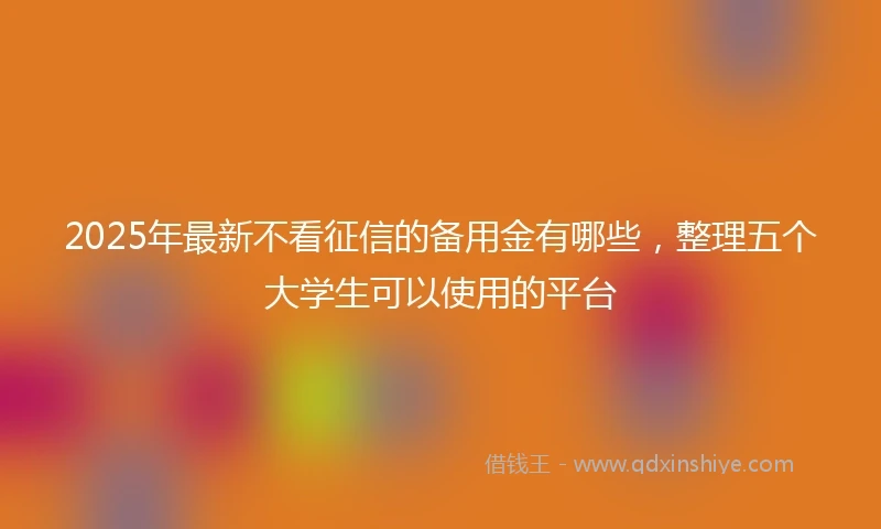 2025年最新不看征信的备用金有哪些，整理五个大学生可以使用的平台