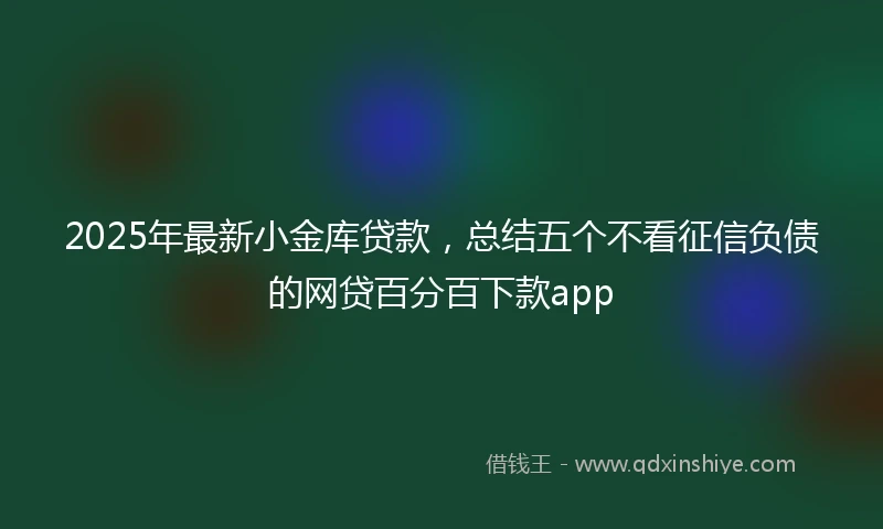 2025年最新小金库贷款，总结五个不看征信负债的网贷百分百下款app