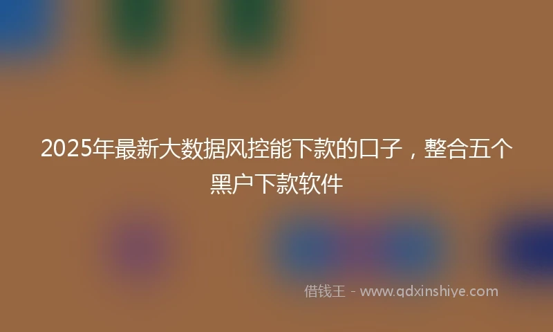 2025年最新大数据风控能下款的口子，整合五个黑户下款软件