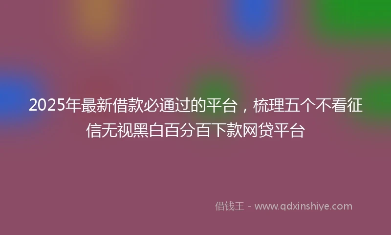 2025年最新借款必通过的平台，梳理五个不看征信无视黑白百分百下款网贷平台