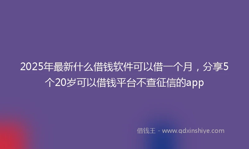 2025年最新什么借钱软件可以借一个月，分享5个20岁可以借钱平台不查征信的app