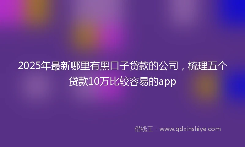 2025年最新哪里有黑口子贷款的公司，梳理五个贷款10万比较容易的app