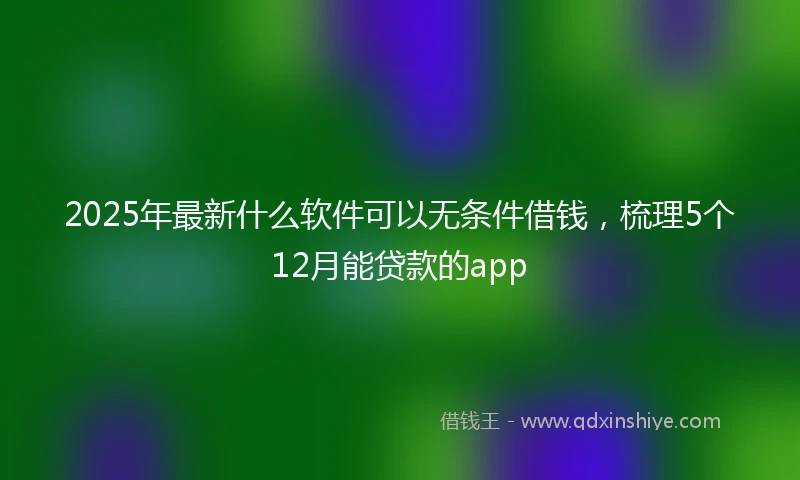 2025年最新什么软件可以无条件借钱，梳理5个12月能贷款的app