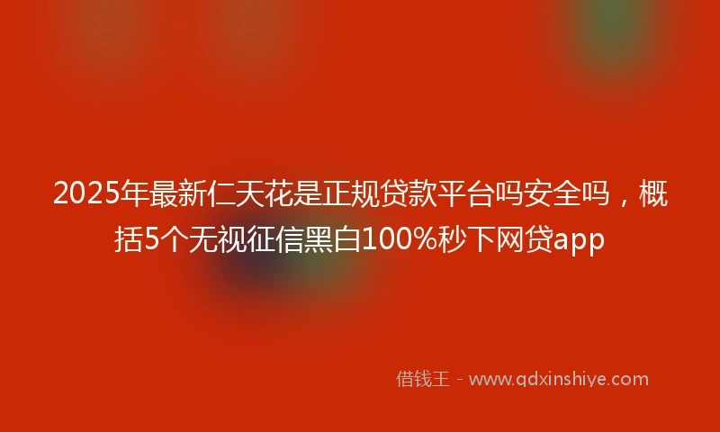 2025年最新仁天花是正规贷款平台吗安全吗，概括5个无视征信黑白100%秒下网贷app