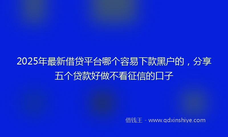 2025年最新借贷平台哪个容易下款黑户的，分享五个贷款好做不看征信的口子