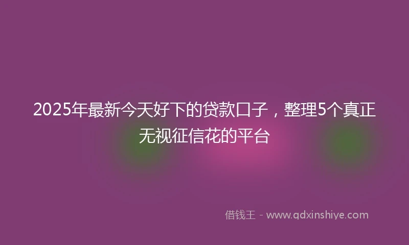2025年最新今天好下的贷款口子，整理5个真正无视征信花的平台