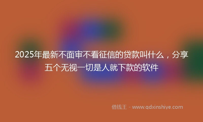 2025年最新不面审不看征信的贷款叫什么，分享五个无视一切是人就下款的软件
