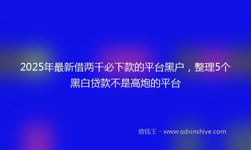 2025年最新借两千必下款的平台黑户，整理5个黑白贷款不是高炮的平台