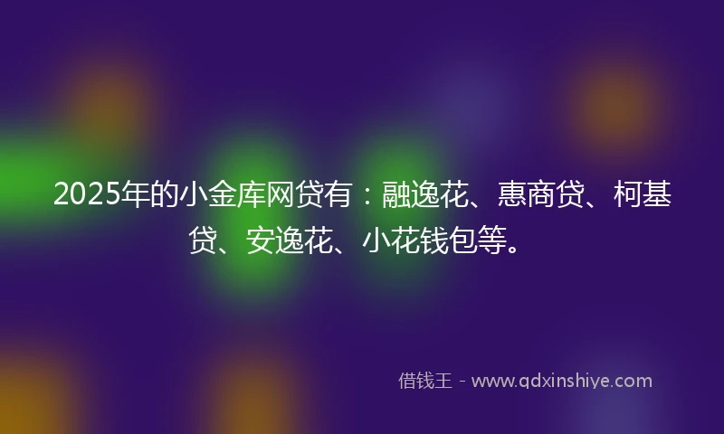 2025年的小金库网贷有：融逸花、惠商贷、柯基贷、安逸花、小花钱包等。
