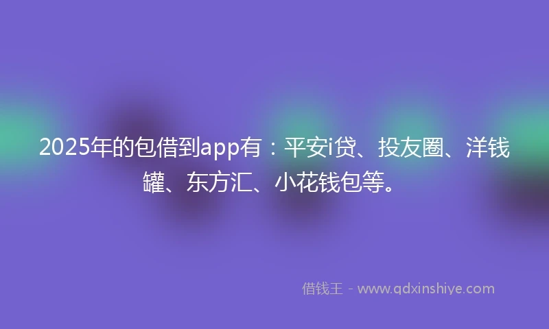 2025年的包借到app有：平安i贷、投友圈、洋钱罐、东方汇、小花钱包等。