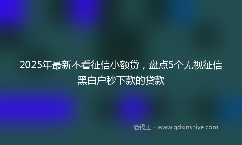 2025年最新不看征信小额贷，盘点5个无视征信黑白户秒下款的贷款