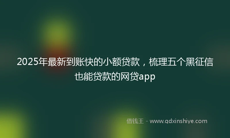 2025年最新到账快的小额贷款，梳理五个黑征信也能贷款的网贷app