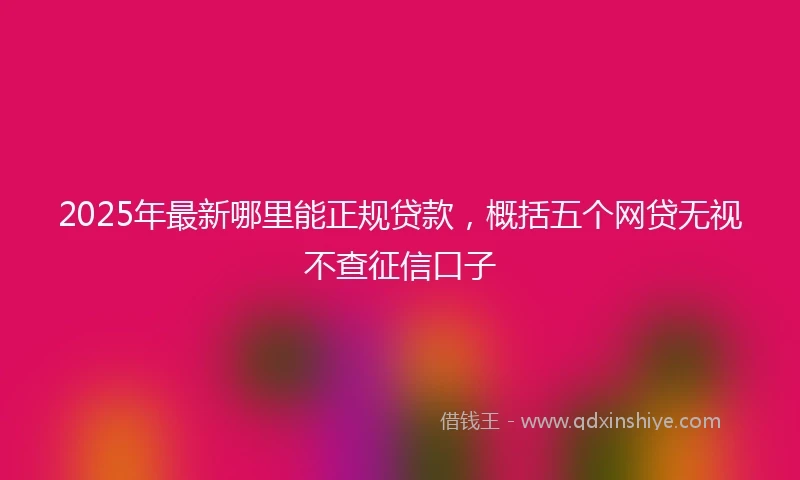 2025年最新哪里能正规贷款，概括五个网贷无视不查征信口子