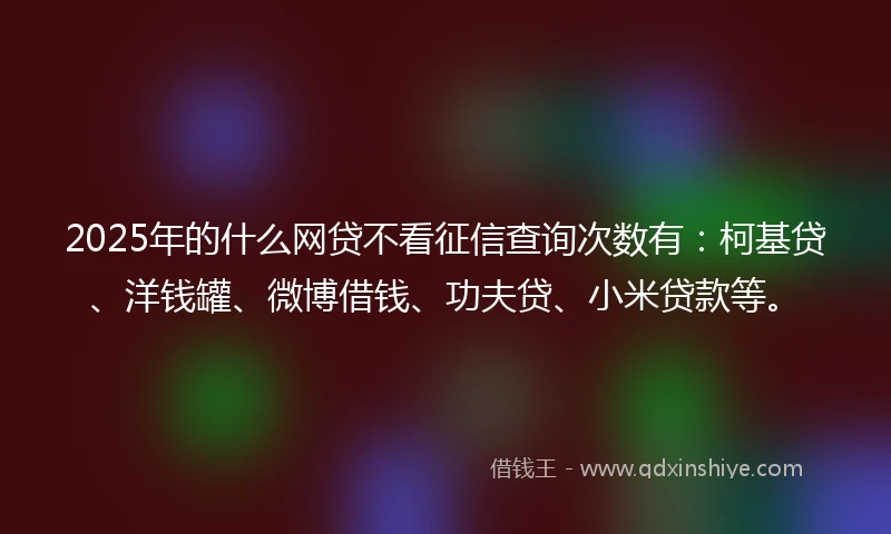 2025年的什么网贷不看征信查询次数有：柯基贷、洋钱罐、微博借钱、功夫贷、小米贷款等。