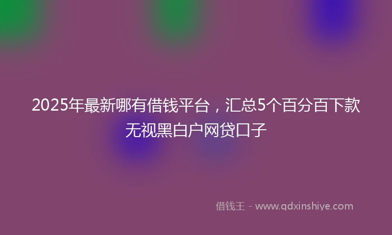 2025年最新哪有借钱平台，汇总5个百分百下款无视黑白户网贷口子
