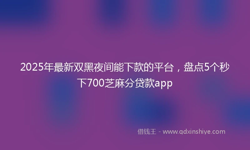 2025年最新双黑夜间能下款的平台，盘点5个秒下700芝麻分贷款app