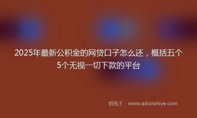 2025年最新公积金的网贷口子怎么还，概括五个5个无视一切下款的平台