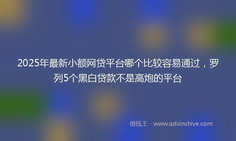 2025年最新小额网贷平台哪个比较容易通过，罗列5个黑白贷款不是高炮的平台