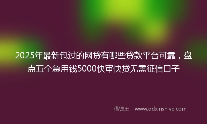 2025年最新包过的网贷有哪些贷款平台可靠，盘点五个急用钱5000快审快贷无需征信口子