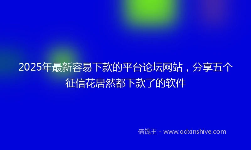 2025年最新容易下款的平台论坛网站，分享五个征信花居然都下款了的软件