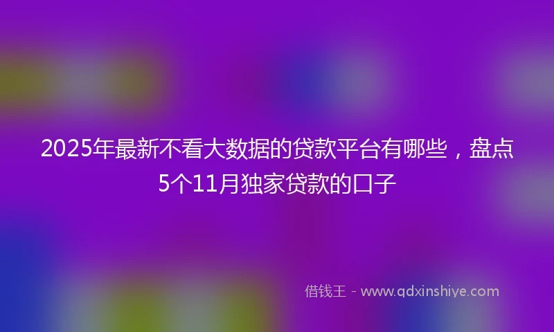 2025年最新不看大数据的贷款平台有哪些，盘点5个11月独家贷款的口子