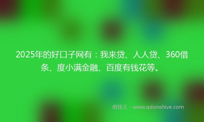 2025年的好口子网有：我来贷、人人贷、360借条、度小满金融、百度有钱花等。