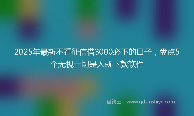 2025年最新不看征信借3000必下的口子，盘点5个无视一切是人就下款软件