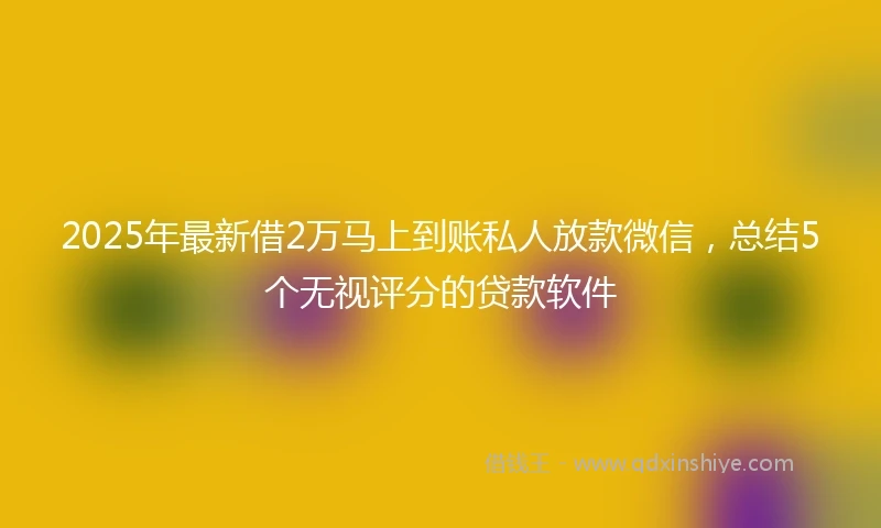 2025年最新借2万马上到账私人放款微信，总结5个无视评分的贷款软件