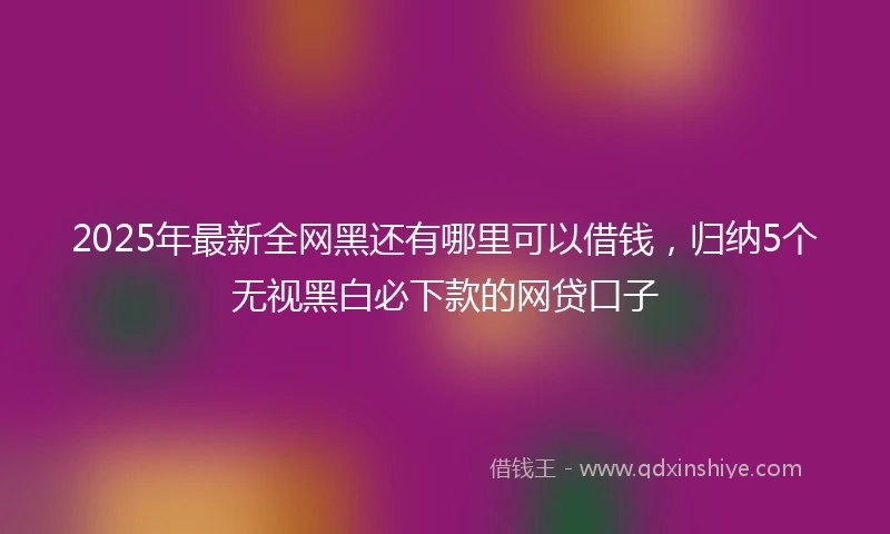 2025年最新全网黑还有哪里可以借钱，归纳5个无视黑白必下款的网贷口子