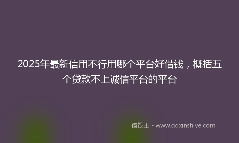 2025年最新信用不行用哪个平台好借钱，概括五个贷款不上诚信平台的平台