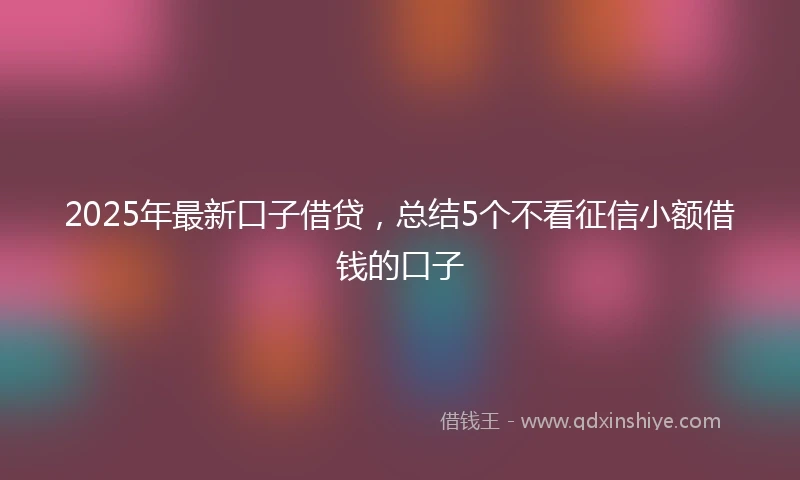 2025年最新口子借贷，总结5个不看征信小额借钱的口子