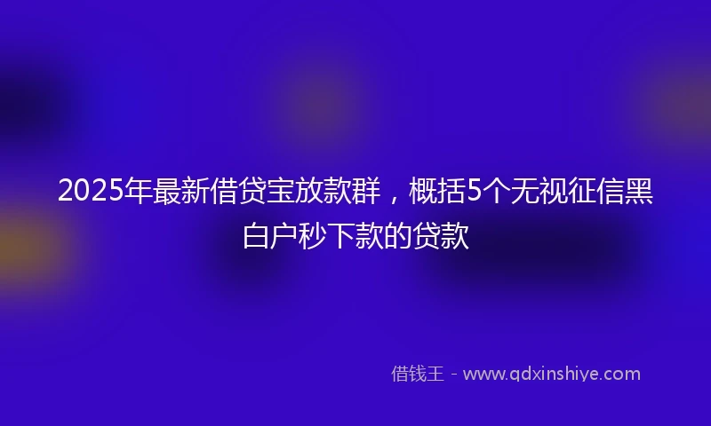 2025年最新借贷宝放款群，概括5个无视征信黑白户秒下款的贷款