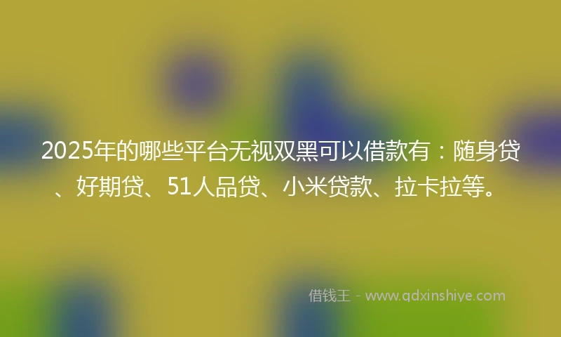 2025年的哪些平台无视双黑可以借款有：随身贷、好期贷、51人品贷、小米贷款、拉卡拉等。