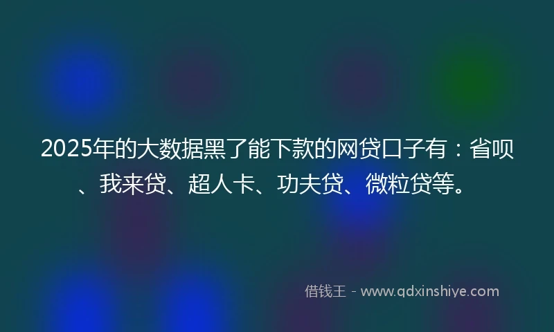2025年的大数据黑了能下款的网贷口子有：省呗、我来贷、超人卡、功夫贷、微粒贷等。