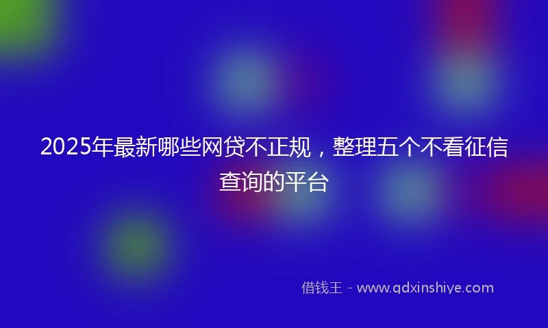2025年最新哪些网贷不正规，整理五个不看征信查询的平台