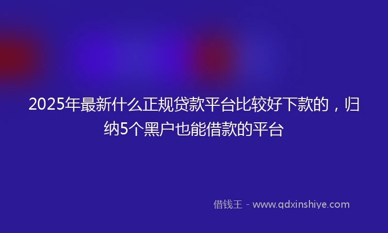 2025年最新什么正规贷款平台比较好下款的，归纳5个黑户也能借款的平台