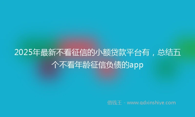 2025年最新不看征信的小额贷款平台有，总结五个不看年龄征信负债的app