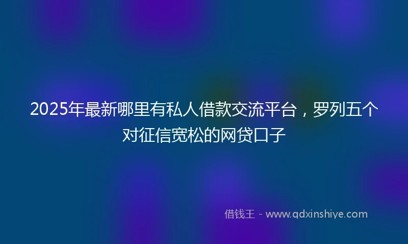 2025年最新哪里有私人借款交流平台，罗列五个对征信宽松的网贷口子