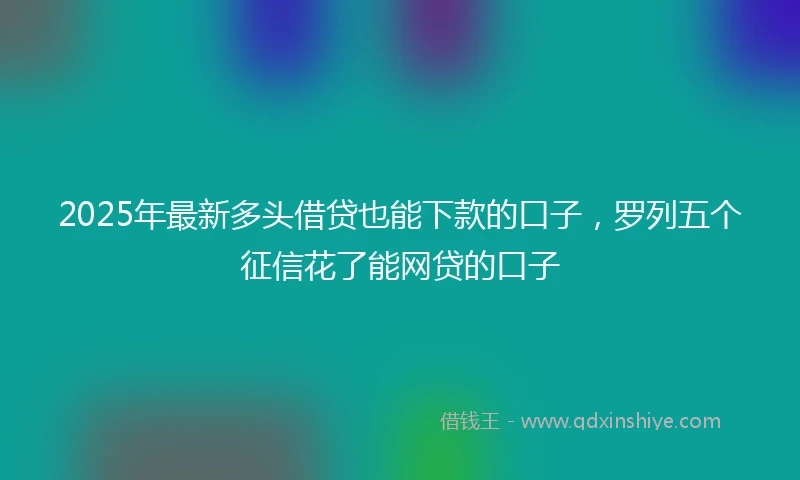 2025年最新多头借贷也能下款的口子，罗列五个征信花了能网贷的口子