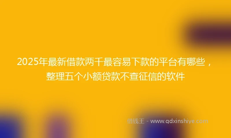 2025年最新借款两千最容易下款的平台有哪些，整理五个小额贷款不查征信的软件