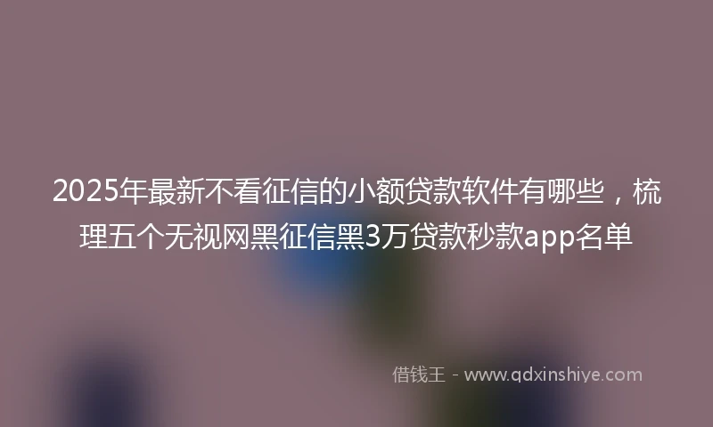2025年最新不看征信的小额贷款软件有哪些，梳理五个无视网黑征信黑3万贷款秒款app名单