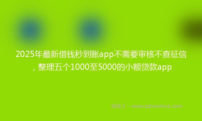 2025年最新借钱秒到账app不需要审核不查征信，整理五个1000至5000的小额贷款app