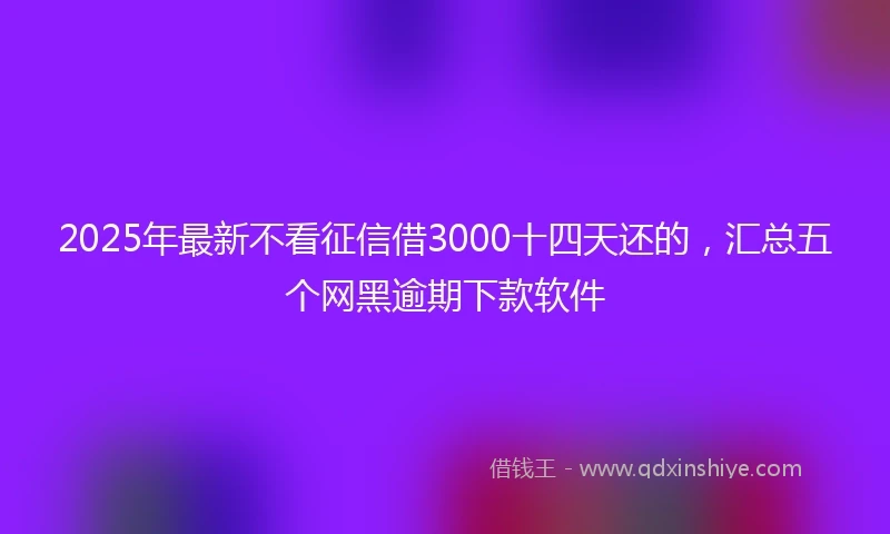 2025年最新不看征信借3000十四天还的，汇总五个网黑逾期下款软件