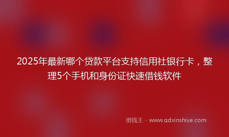2025年最新哪个贷款平台支持信用社银行卡，整理5个手机和身份证快速借钱软件